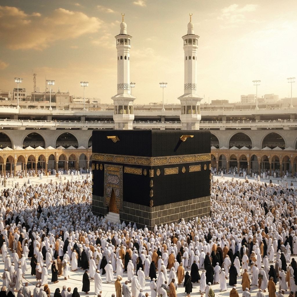Kaaba in Mecca with pilgrims